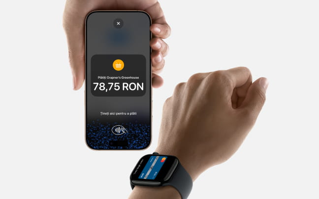 Bezkontaktní platba z Apple Watch přes GP tom na iPhone.